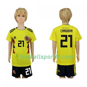 Tenue Colombie Cardona 21 Enfant Domicile Coupe du monde 2018 Maillot de Foot